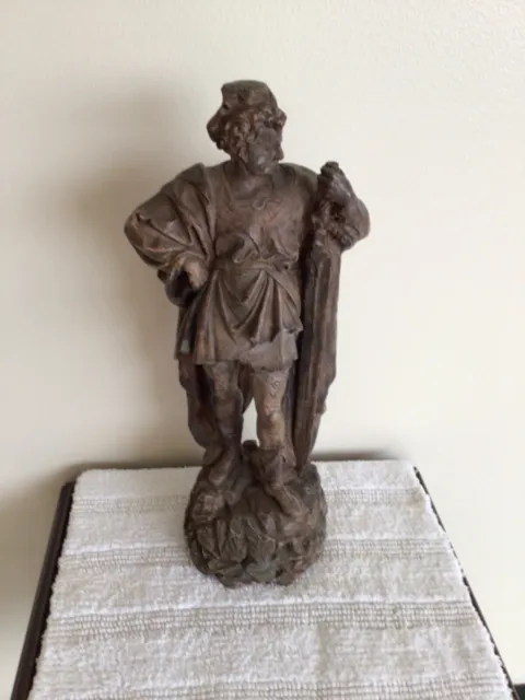 Turn of the 19th Century Terracotta Spanish Musketeer, 19"x 9" Sculpture, 12 lbs