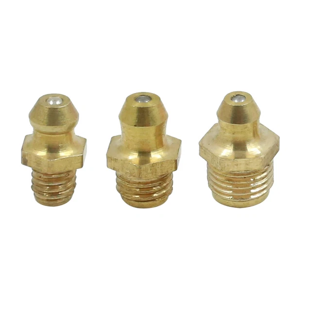 3 In 1 Brass M6 M8 M10 Thread Straight Grease Nipple Fittings Kit for Car