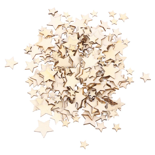 200 Pcs Wooden DIY Crafts Star Chip Nativity Decor Decorations Cartoon