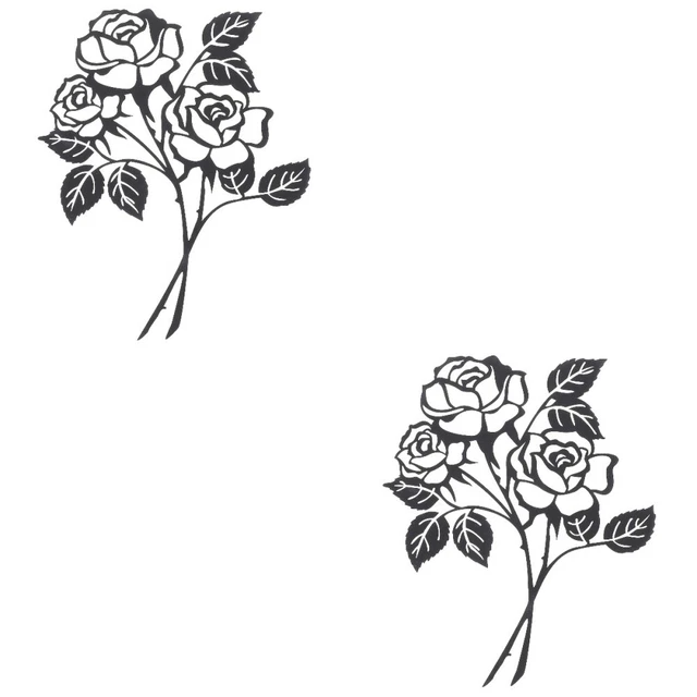2x Creative Retro Rose Wall Decor Black Metal Rose Wall Decor