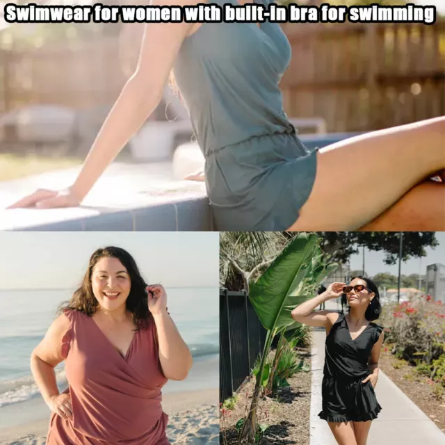 Swim Romper with Built-in Bra and Leggings, Swim Jumpsuit with Built-in Bra  New~