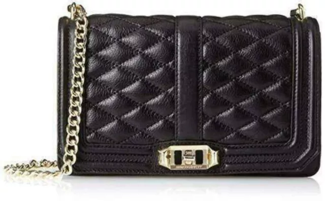 Rebecca Minkoff Love Quilted Genuine Leather Crossbody | Shoulder Bag Black