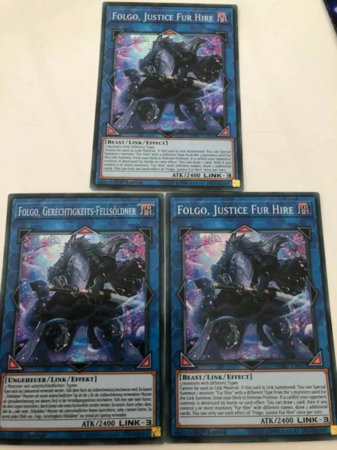 Yugioh Folgo,Justice Fur Hire SOFU-EN047 Super Rare Mint Condition x3