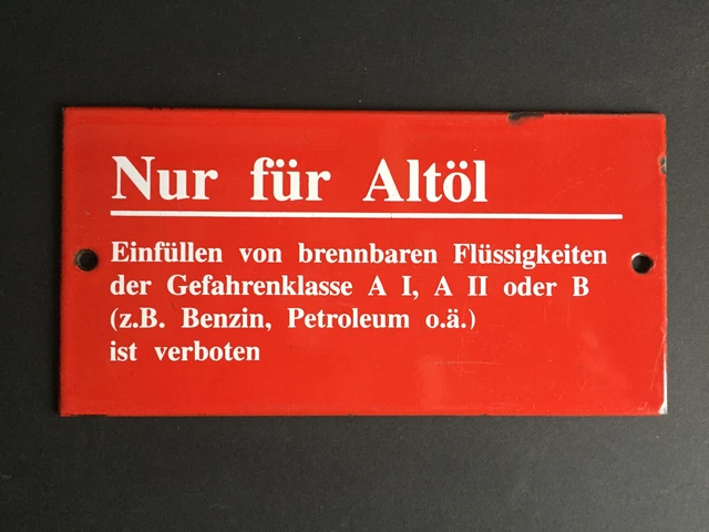 Emailschild Tankstelle Zapfsäule Benzin Petroleum Öl