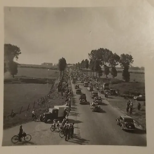 Vintage Photo Tour De France Autos 1930s Large Crowd Bicycles