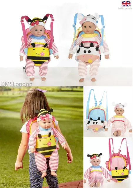 Quality  Doll Carrier Backpack Soft Kids 100% Original Set Play Toys Gift Box UK