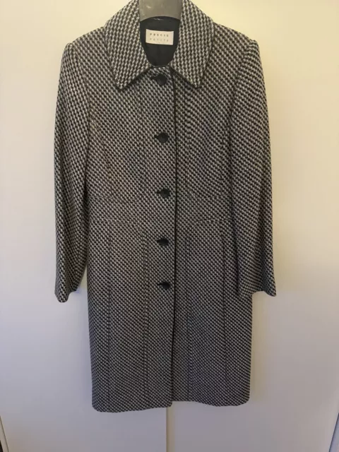 Precis Petite Coat Size 8 - 100% Wool Black & White - Excellent Condition