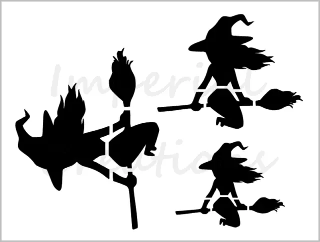 Plantilla Witch On A Broom 3 Tamaños Galleta Halloween 8,5"" x 11"" Sábana Reutilizable S823