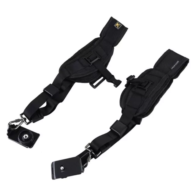 Double Camera Shoulder Strap Harness Quick Rapid Sling Belt Adjustment DSLR UK~