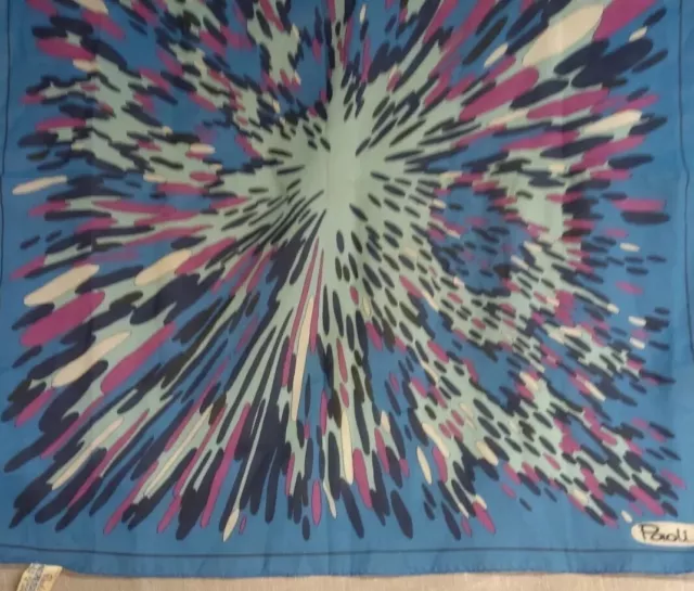 VTG Paoli Scarf Blue Multicolored Geometric Paint Splater  Graphic 52x7.5”