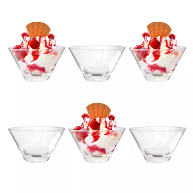 6 x Glass Dessert Bowls Ice Cream Sundae Glasses Appetizer Fruit Pudding Dishes