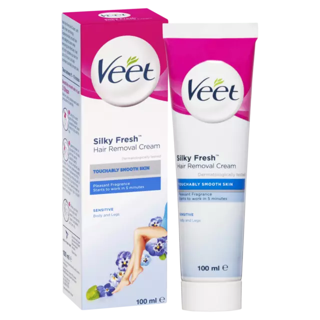 Veet Silky Fresh Sensitive Hair Removal Cream 100mL Touchably Smooth Skin