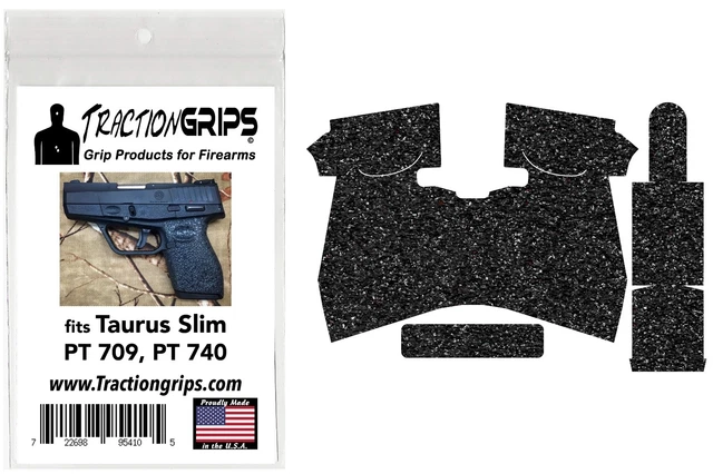 Black Textured Rubber Grip Tape Wrap For Taurus PT709 Or PT740 Slim Pistol (Peel And Stick)