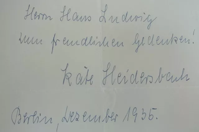 Opernsängerin Käte Heidersbach (1897-1979): Signiertes Albumblatt Berlino 1935