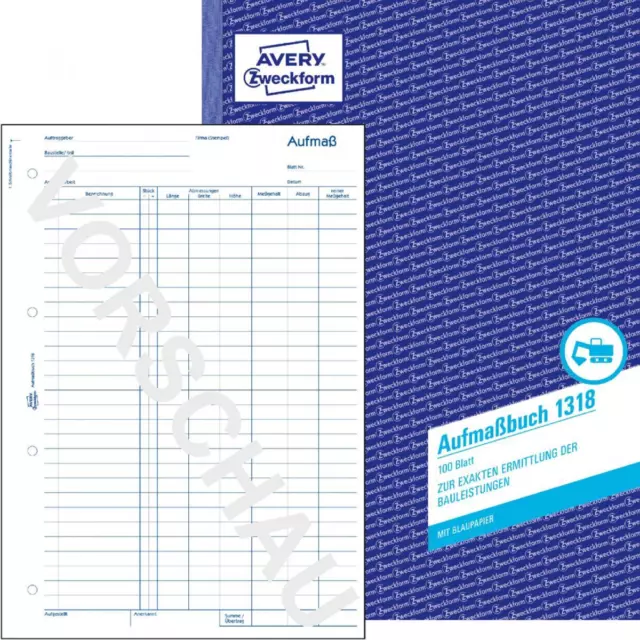 Avery Zweckform Aufmaßbuch Formularbuch 1778 (4004182017784)