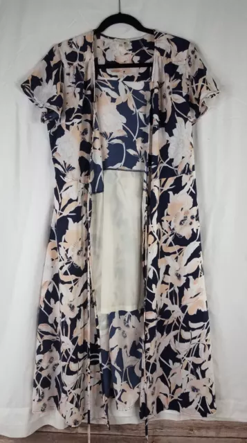 Leith Wrap MIDI Dress Women Size M Floral Multi Color Short Sleeve Front Tie
