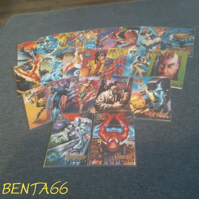 1995 Marvel Masterpieces 🔥 Canvas Insert Chase Card Set Of 22 Cards Spiderman