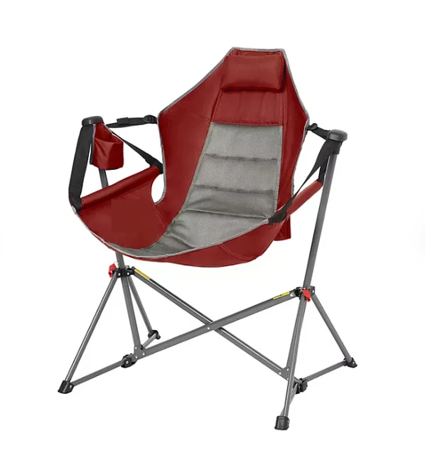 Swing Lounger Camp Chair With Bag, 300 lbs capacity, Red Sport