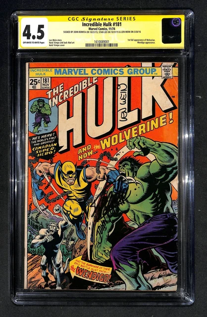 Incredible Hulk #181 - CGC SS 4.5 - Sigs by Romita Sr Stan Lee & Wein (DR) 70