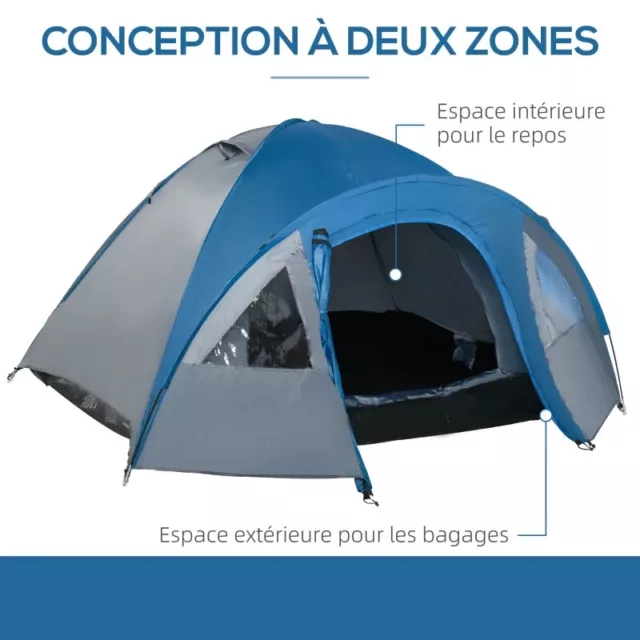 Tente de camping Dome familiale 4/5 personnes étanche légère ventilée 2