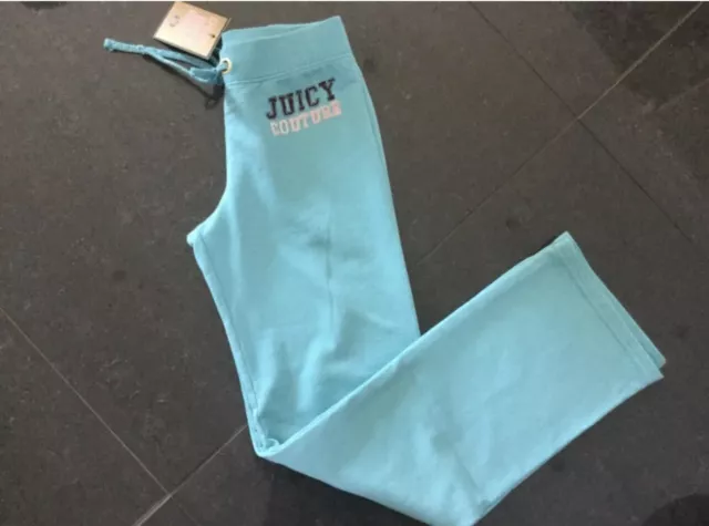 NWT Juicy Couture New & Gen. Turquoise Cotton Tracksuit Pants & Logo Girls Age 8