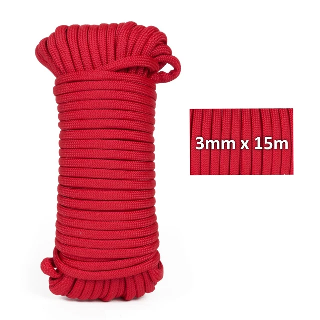 Paracord Campingseil Schnur 15m Survival Outdoor Universal Leine in Rot