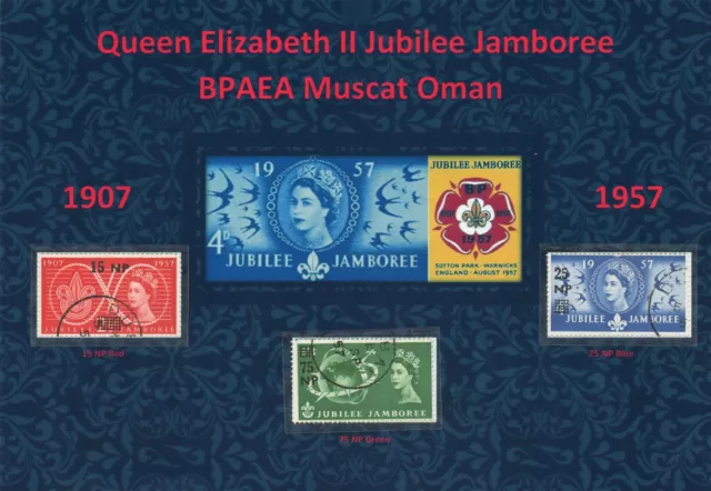 Qeii Nice Used Display Of 1957 Jubilee Jamboree Bpaea Muscat Oman Vfu
