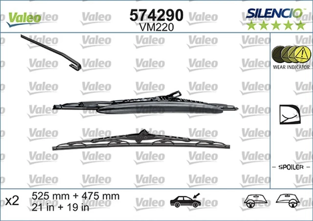 Wischblatt Scheibenwischer SILENCIO CONVENTIONAL SET VALEO 574290 525 für AUDI 4