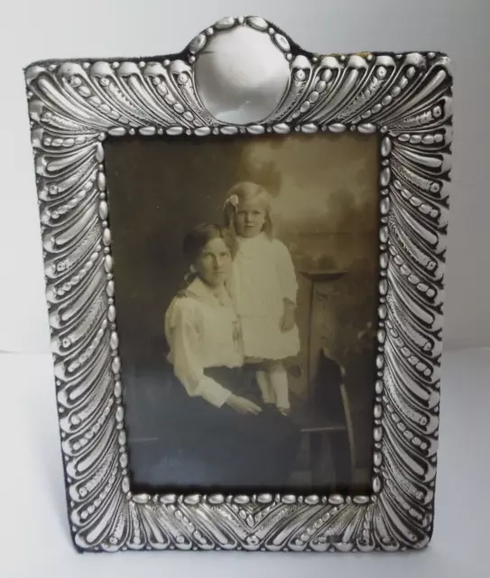 Superb Large 7" English Antique Victorian 1897 Solid Sterling Silver Photo Frame