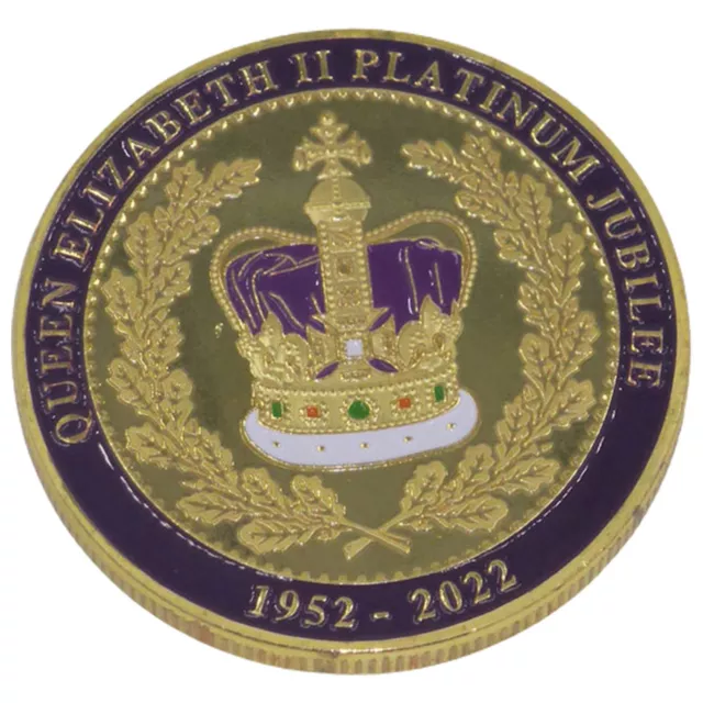 COMMEMORATIVE COIN HM Queen Elizabeth II Platinum Jubilee (Purple/Gold ...
