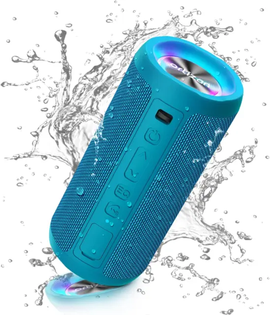 Enceinte Bluetooth Portable Sans Fils.Lumière LED, IPX7 Lecture 30H, Volume plus