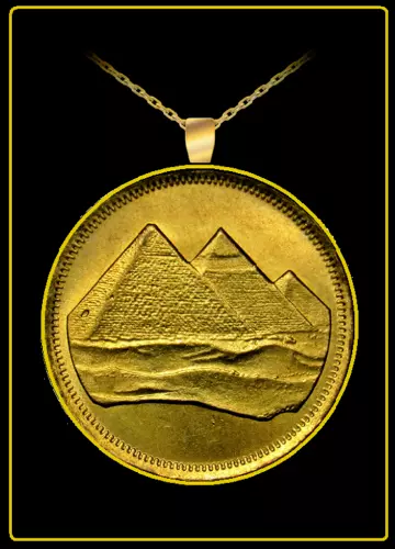 ForeveHandCrafted PYRAMID Egyptian Piastres Coin Necklace - gold brass pendant