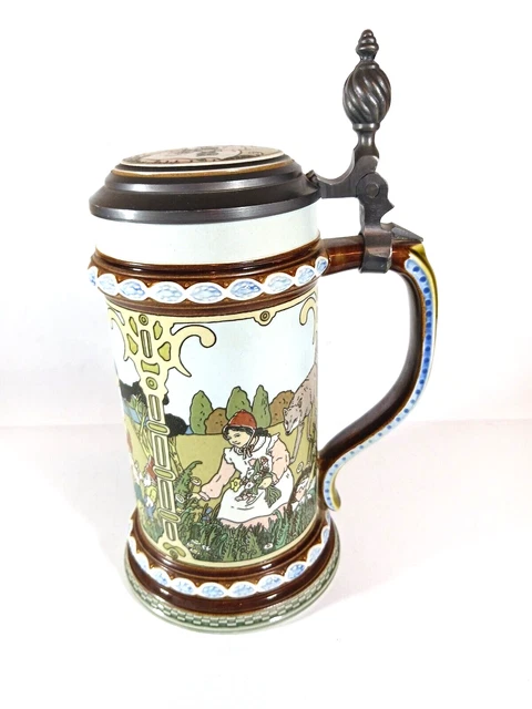 Mettlach Villeroy & Boch Brothers Grimm Fairy Tales Lidded Stein Snow White 2901