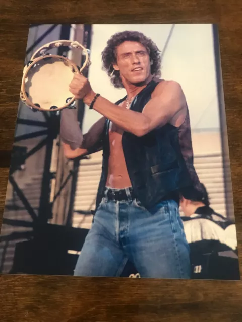 VTG Young Roger Daltrey The Who 8x10 Glossy Photo Playing Tambourine Shirtless