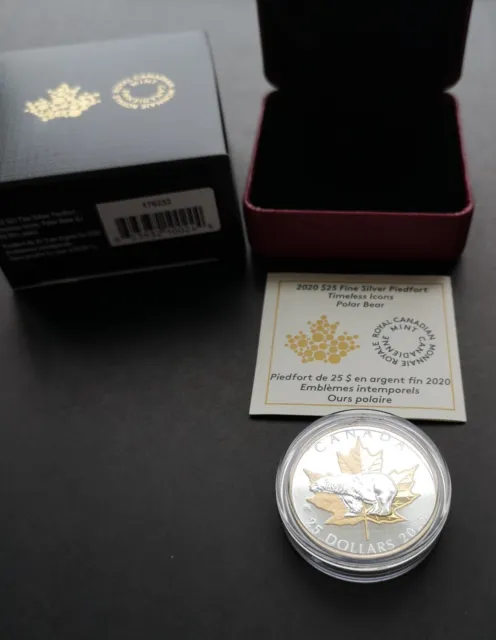 *** Canada 2020 $25 Fine Silver Coin *** Piedfort-Timeless Icons: Polar Bear ***