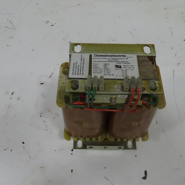 Transformatic 64499-901 IT1B01800 1800VA Isolation Transformer Pri 400V Sec 230V