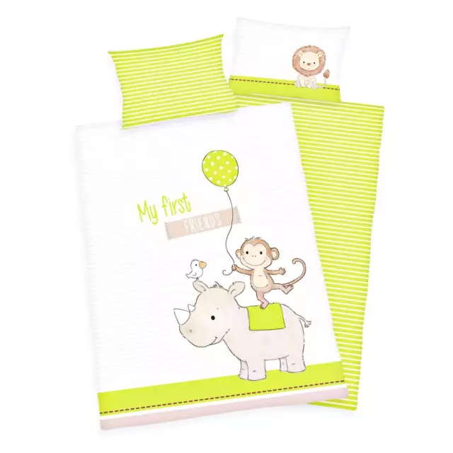 My first friends Baby-Bettwäsche-Set 100x135 Affe Klein-Kinderbettwäsche Herding