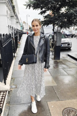 ZARA  White/black Polka Dot MIDI DRESS Size M .