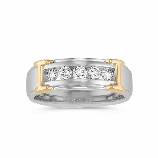 0.50 CT Rond Naturel Diamant 14K Blanc Solide Or Homme Bandeau Taille 9 10 11