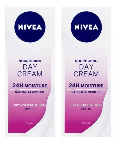 2 x Nivea pflegende Tagescreme 24h Feuchtigkeit trockene & empfindliche Haut (2 x 50ml)