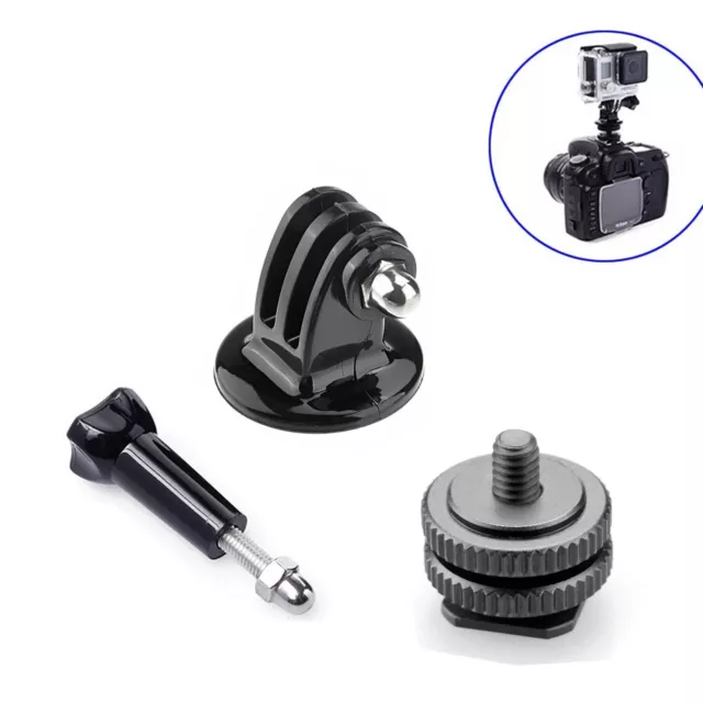 1/4'' Hot Shoe Adaptor +Tripod Mount +Screw For GoPro Hero 2 3 3+ 4 DSLR Camera