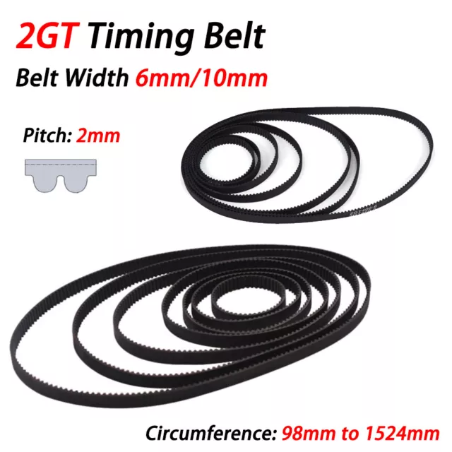 2mm Pitch 2GT Rubber Timing Belt Closed Loop 6mm/10mm Width for CNC, 3D Printer