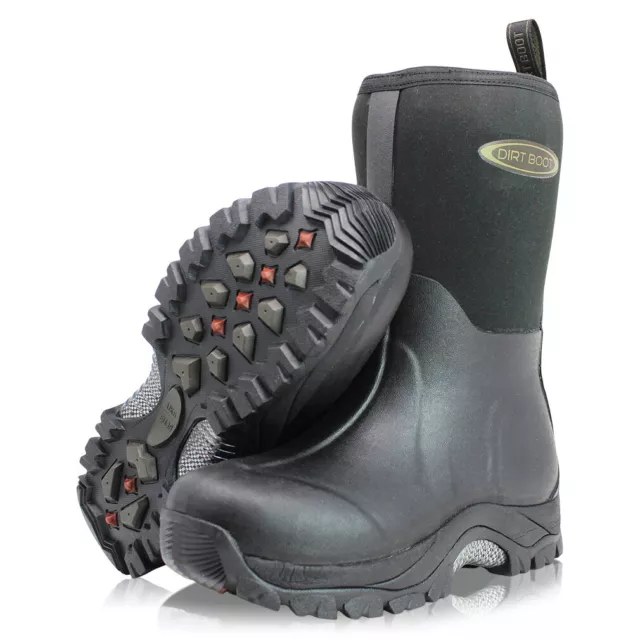 Dirt Boot Neoprene Wellington Muck Boots Pro Sport Mid-Cut Short Walking Wellies