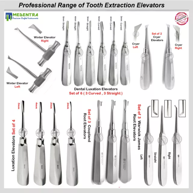 Surgical Dental Root Elevators Tooth Extraction Luxation Instruments Medentra®