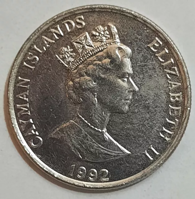 ONE CENT COINS: 1992 Cayman Islands 10 Cents Coin REV Elizabeth II OBV Turtle