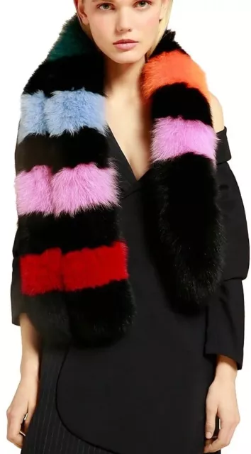 NEW WITH TAG Charlotte Simone Designer Black White Fox Fur Very