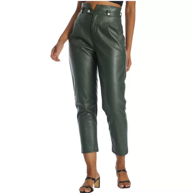 NWT Blank NYC Size 31 Green Vegan Faux Leather 'As You Said' Hi-Rise Waist Pant