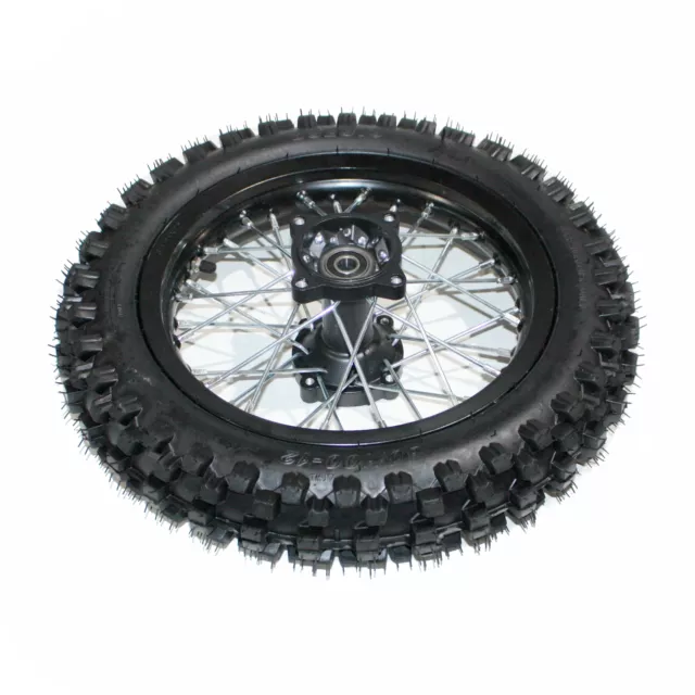 BLACK 15mm Axle 3.00 - 12 12" Inch Rear Wheel Rim + Tyre Tire PIT PRO Dirt Bike 2