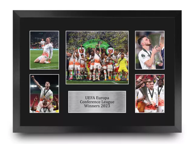 A3 West Ham United Gift Signed UEFA Europa Winners 2023 Photo Display Autograph