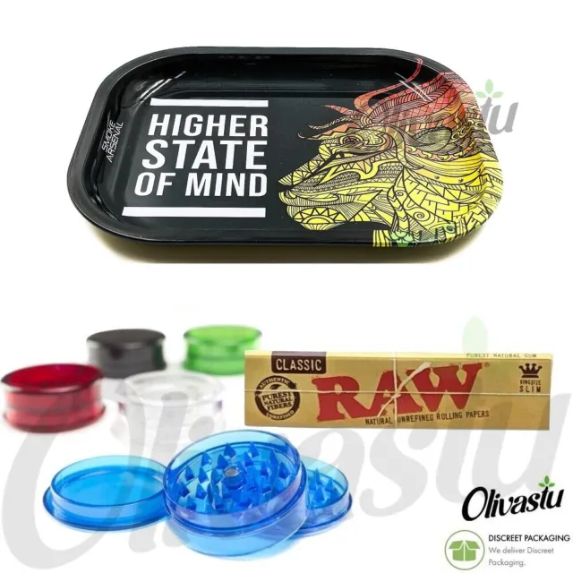 Small Medium Rolling Tray Kit Gift FREE No.1 Shredder & FREE RAW Papers